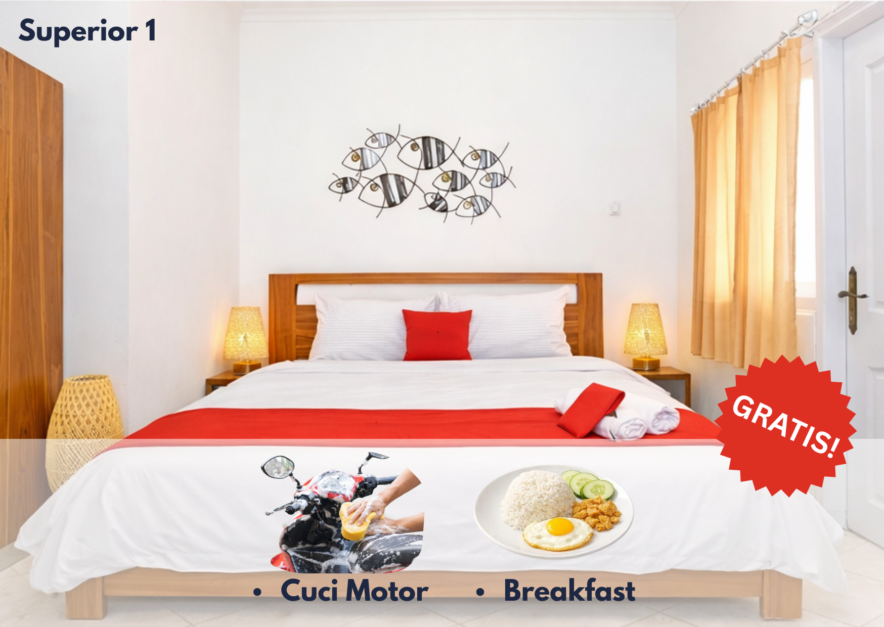 Bali Superior 1 + GRATIS SARAPAN HARIAN + CUCI MOTOR TIAP MINGGU